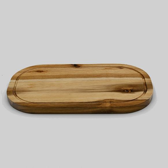 Zavis Green Acacia Wood Serving Rounded Cutting Board showcasing its elegant design and natural wood finish.