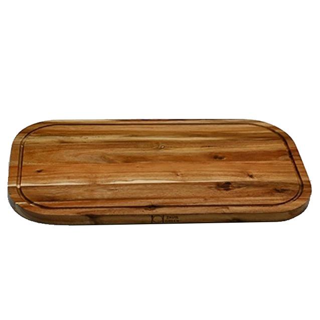 Zavis Green Acacia Wood Serving Rounded Cutting Board showcasing its rich wood grain and rounded edges, ideal for cutting and serving.