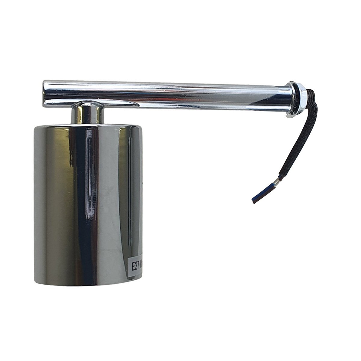 105mm Short Arm Full Thin Holder Wall Light in Chrome finish, showcasing its modern design and E27 lamp base.