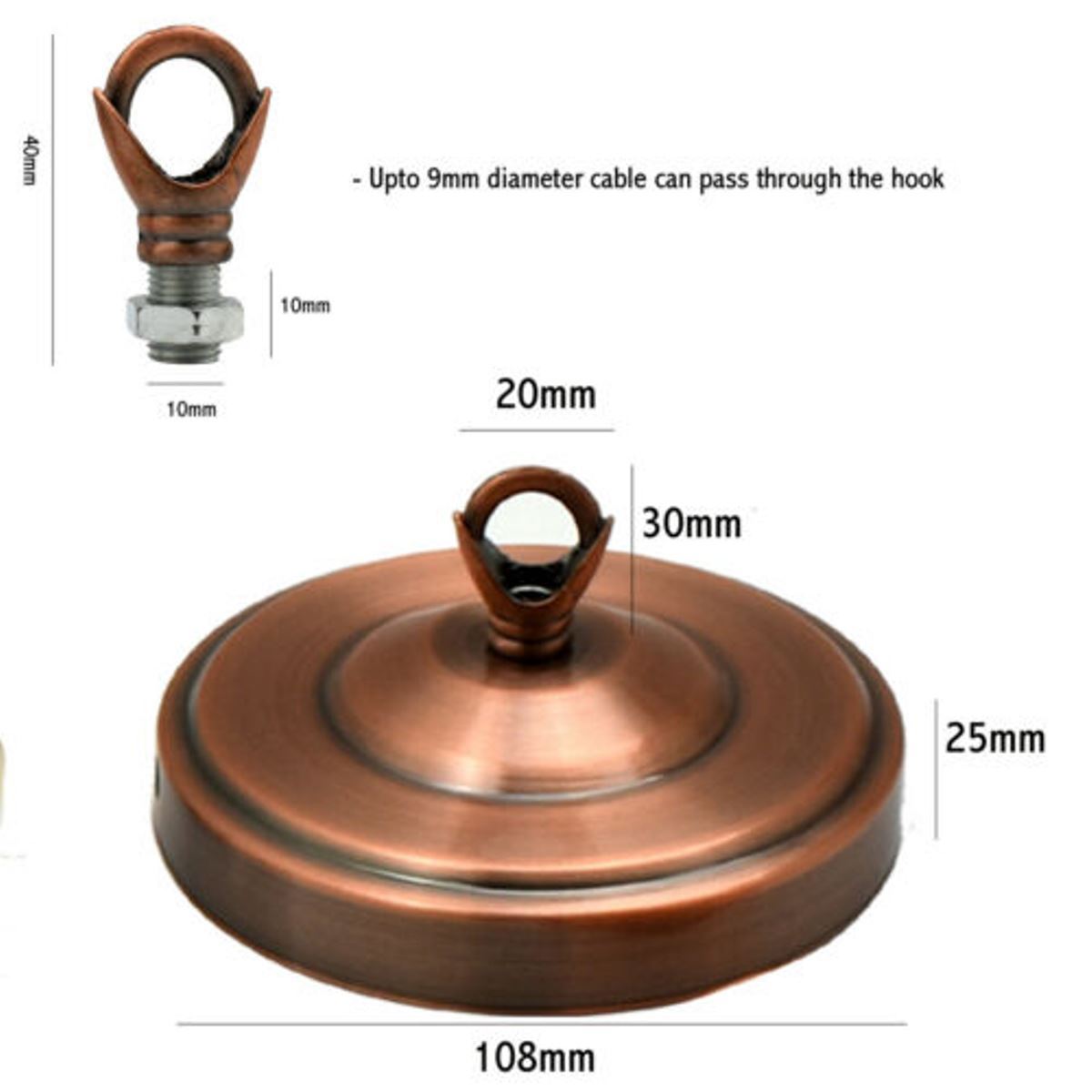 108mm Diameter Ceiling Rose Hook Plate Light Fitting, ideal for chandeliers and pendant lights, made of high-quality metal.