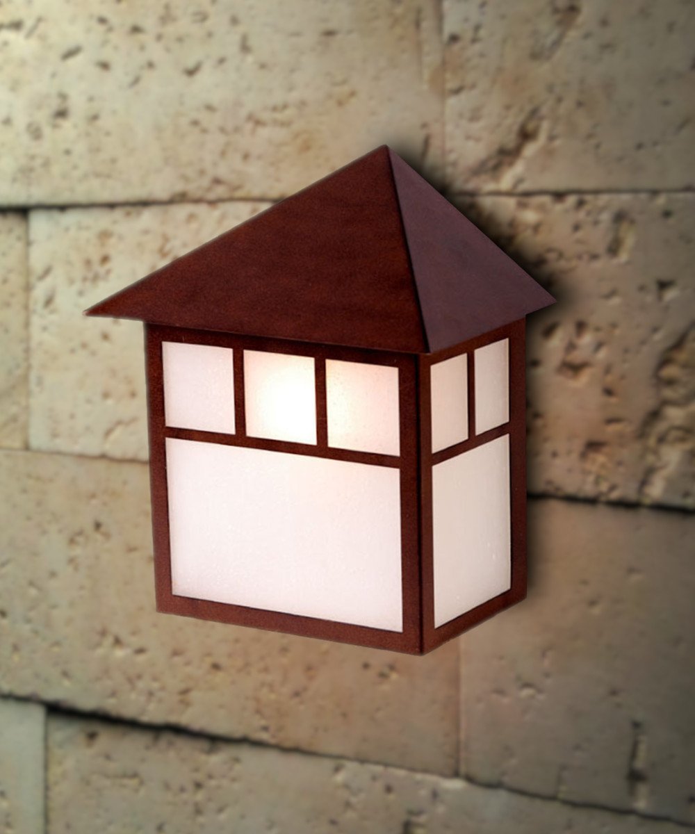 10-inch Artisan 1-Light Architectural Bronze Pocket Outdoor Wall Light featuring frosted seeded glass panels and durable powder-coated steel construction.