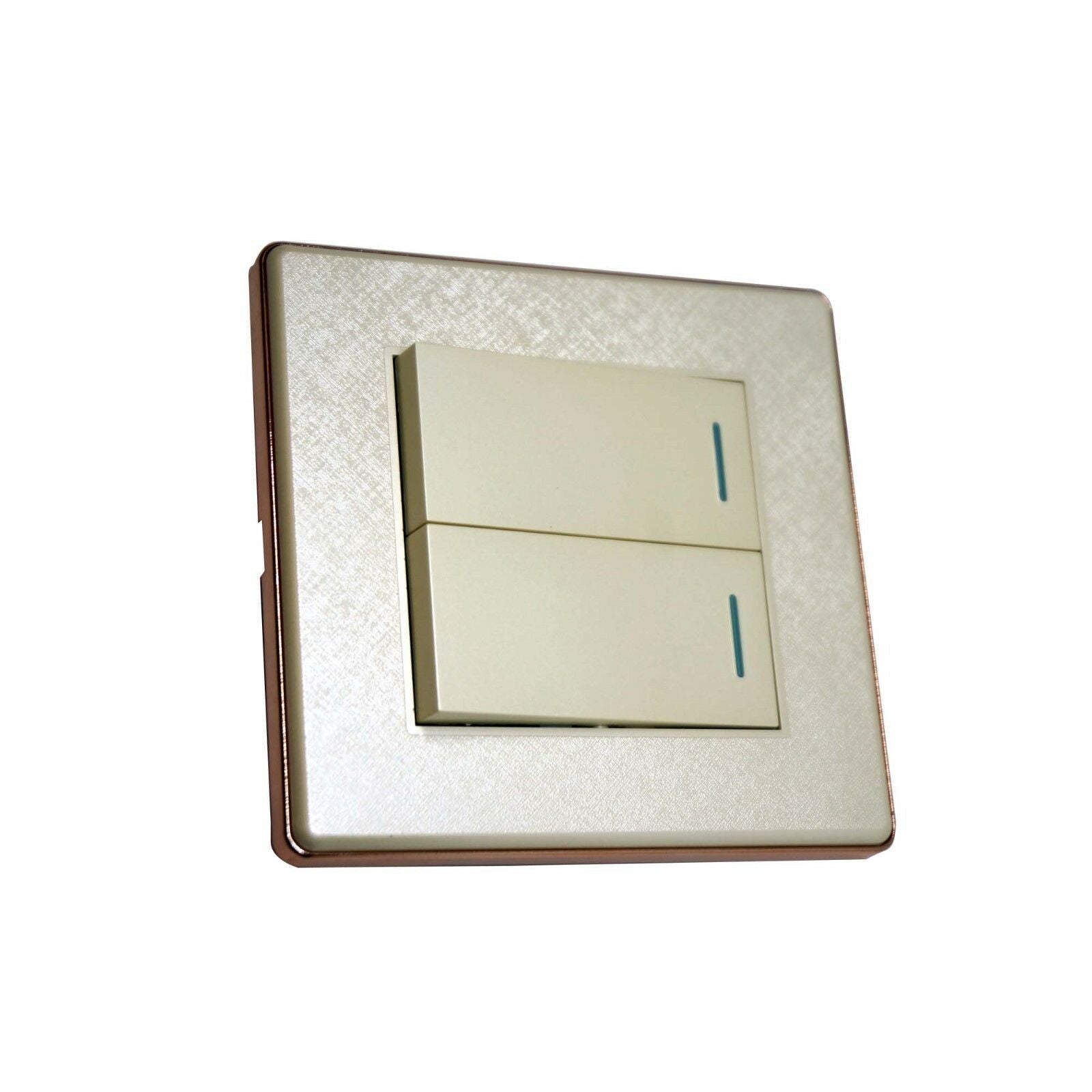 Brushed gold 1/2/3 gang wall switch with screwless design, showcasing modern aesthetics and safety features.