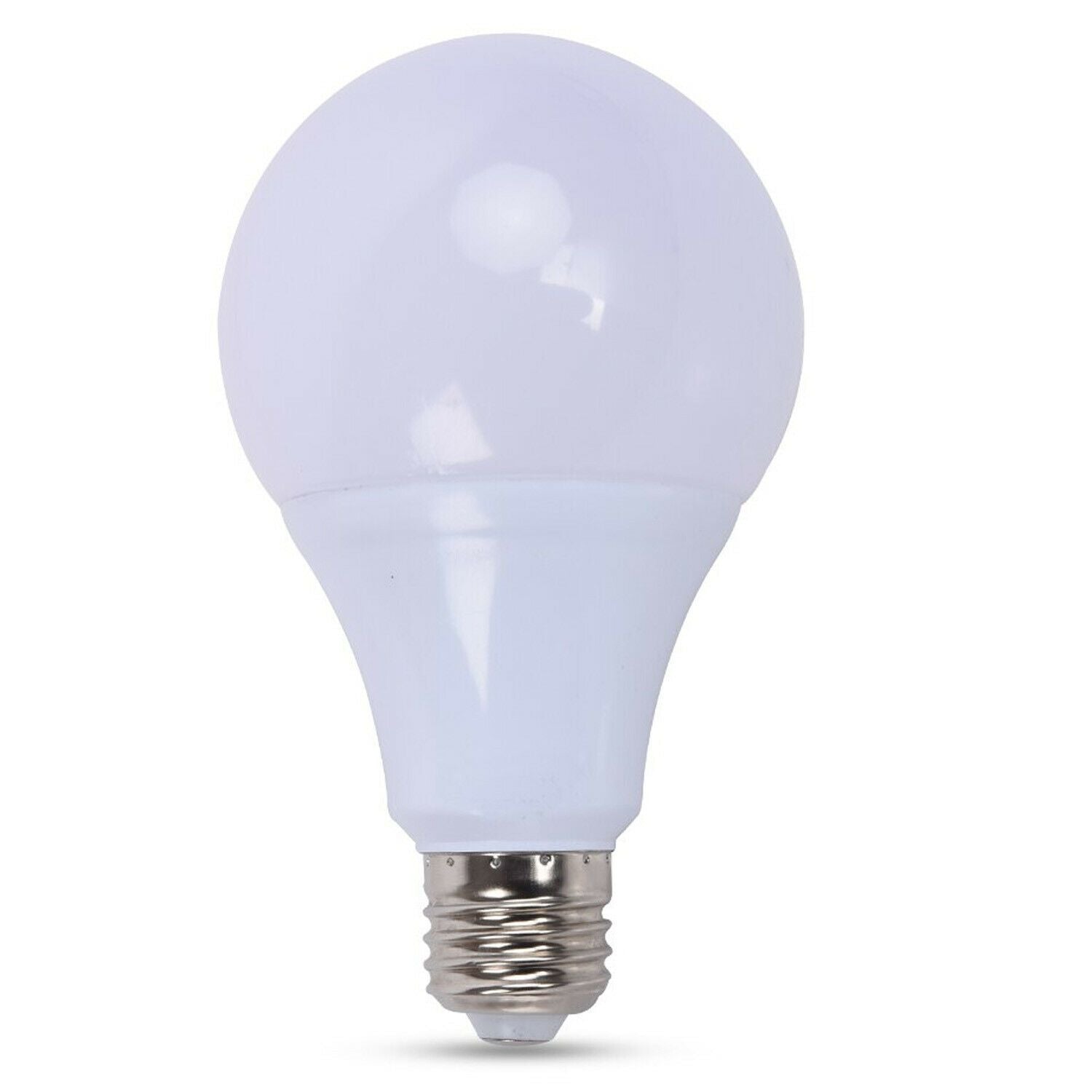 A pack of five 12W A60 E27 LED light bulbs with a cool white glow, showcasing their modern design and standard base.