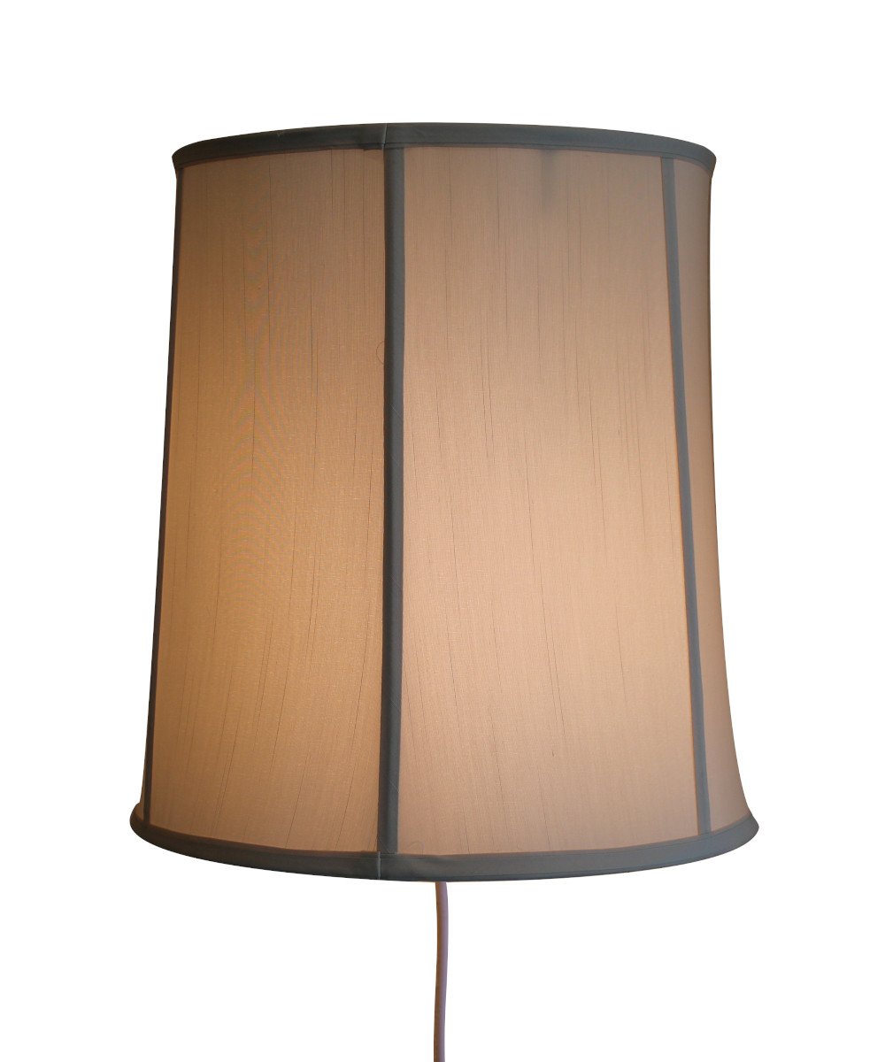 14-inch Floating Shade Plug-In Wall Light in Eggshell, showcasing a minimalist design with a floating lampshade effect.