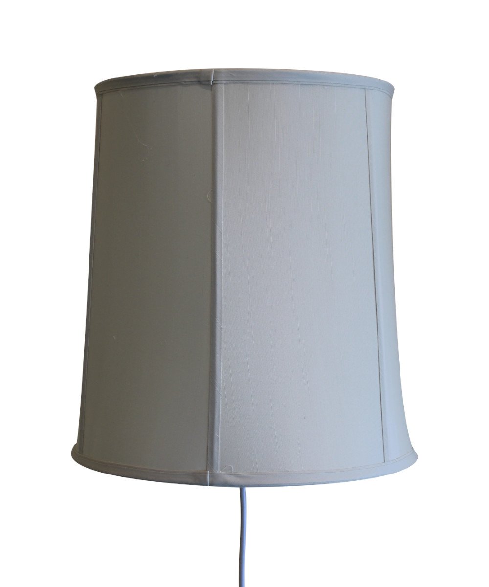 14-inch Floating Shade Plug-In Wall Light in Eggshell, showcasing a minimalist design with a floating lampshade effect.