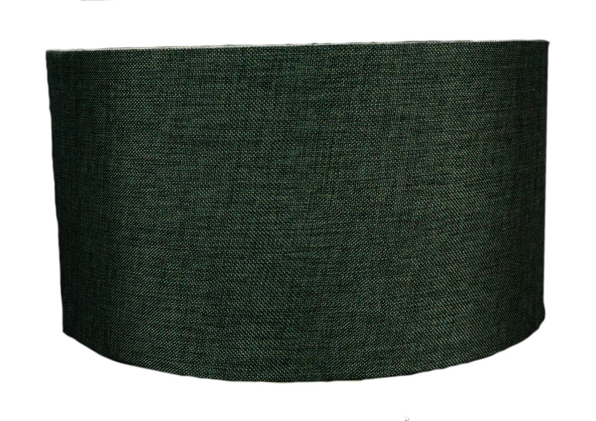 14-inch wide by 7-inch high granite grey burlap hardback drum lampshade with a stylish design and durable fabric.