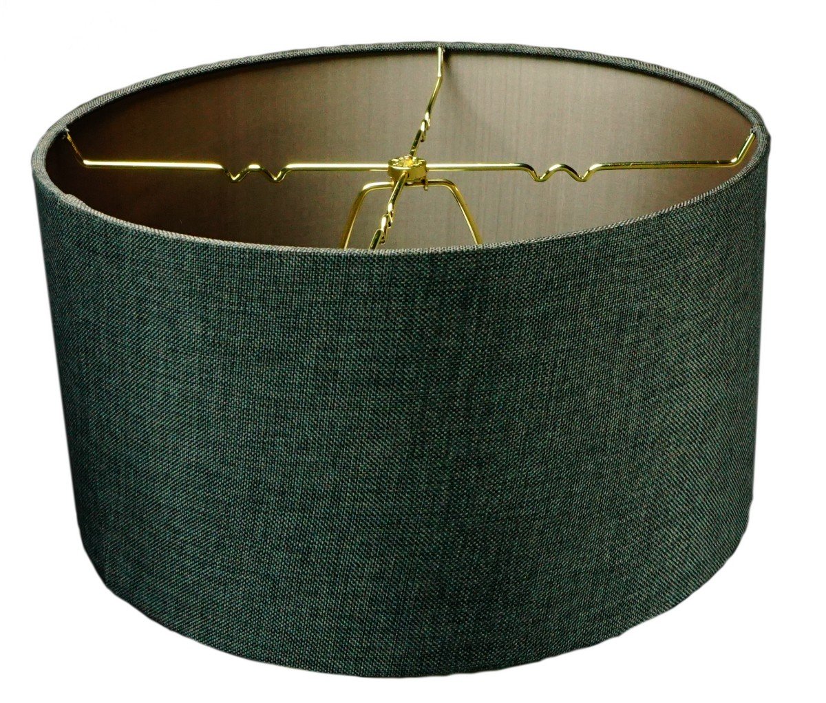 14-inch wide by 7-inch high granite grey burlap hardback drum lampshade with a stylish design and durable fabric.