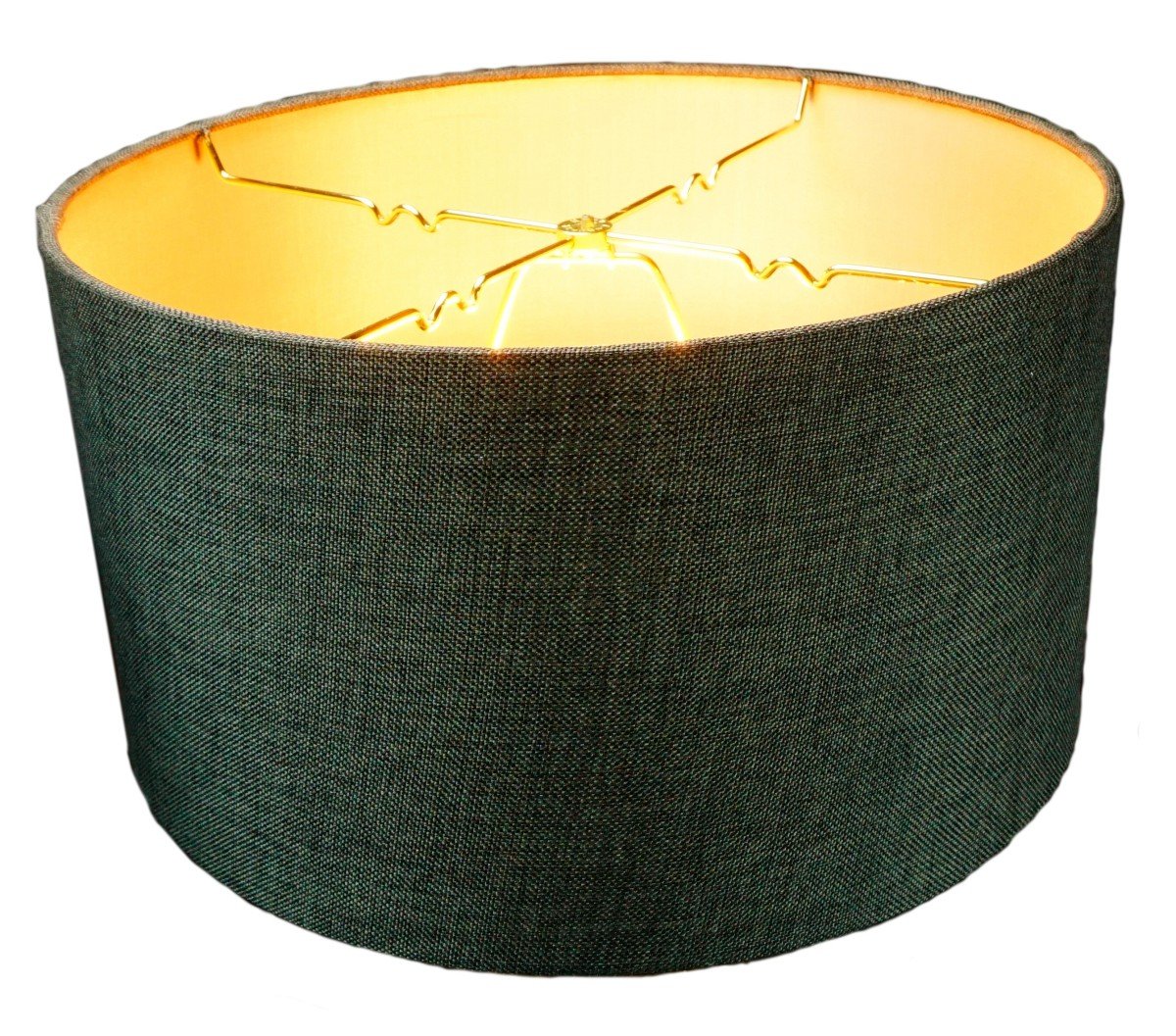 14-inch wide by 7-inch high granite grey burlap hardback drum lampshade with a stylish design and durable fabric.