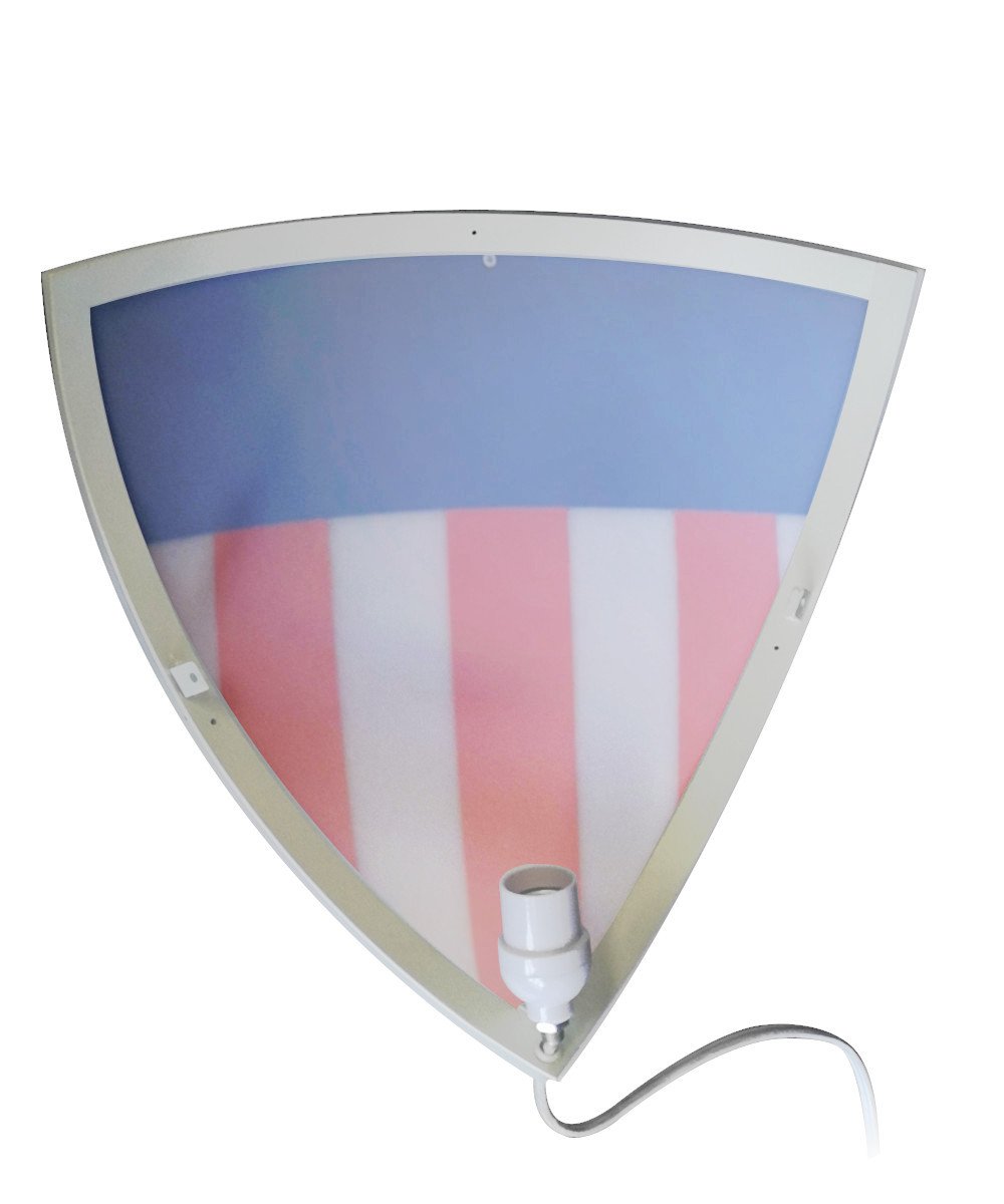 16-inch Beacon Triangle Corner Light with red, white, and blue acrylic diffuser, designed for easy installation in corners.