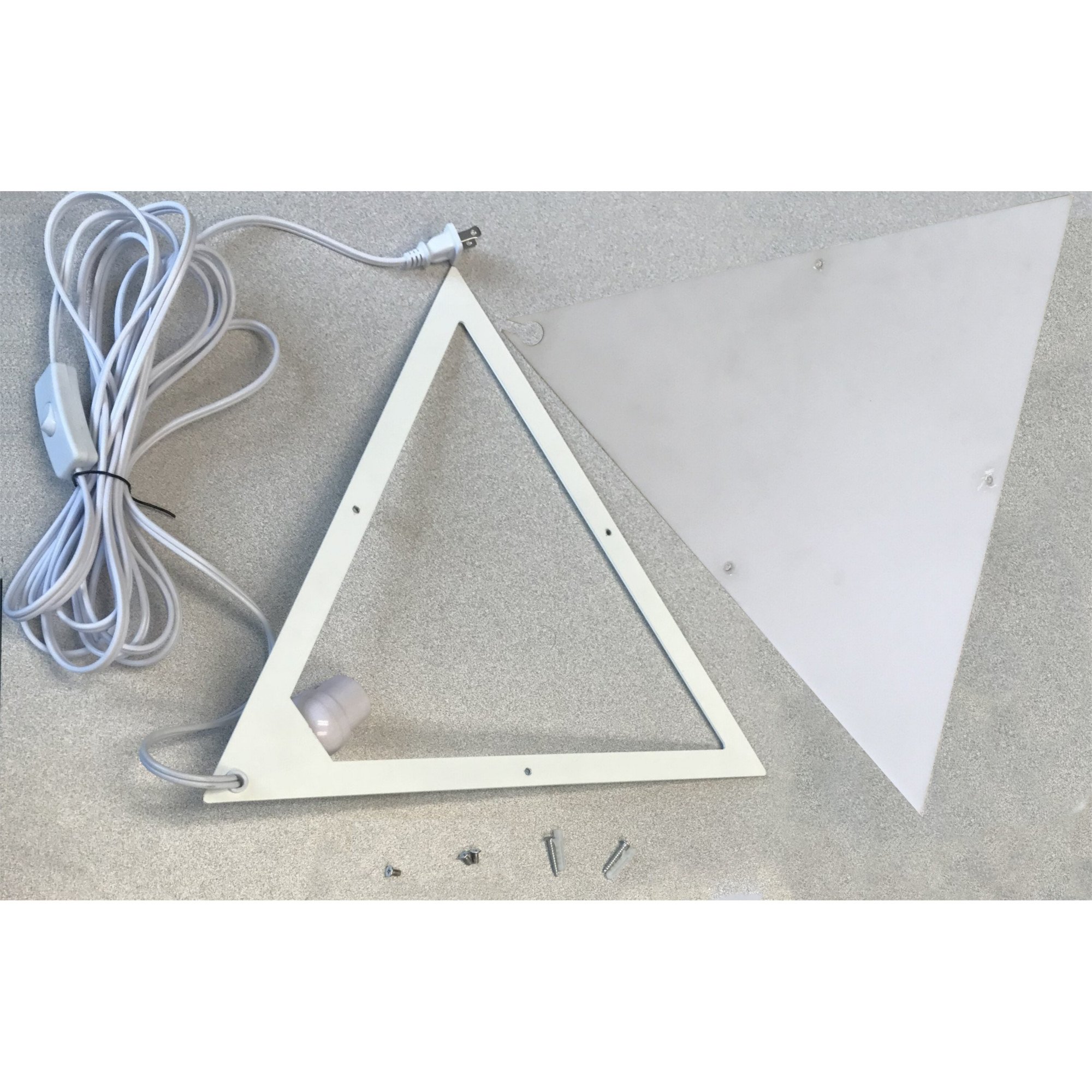 16-inch Beacon Triangle Corner Light in white, featuring a unique triangular design with a frosted acrylic diffuser, perfect for illuminating dark corners.