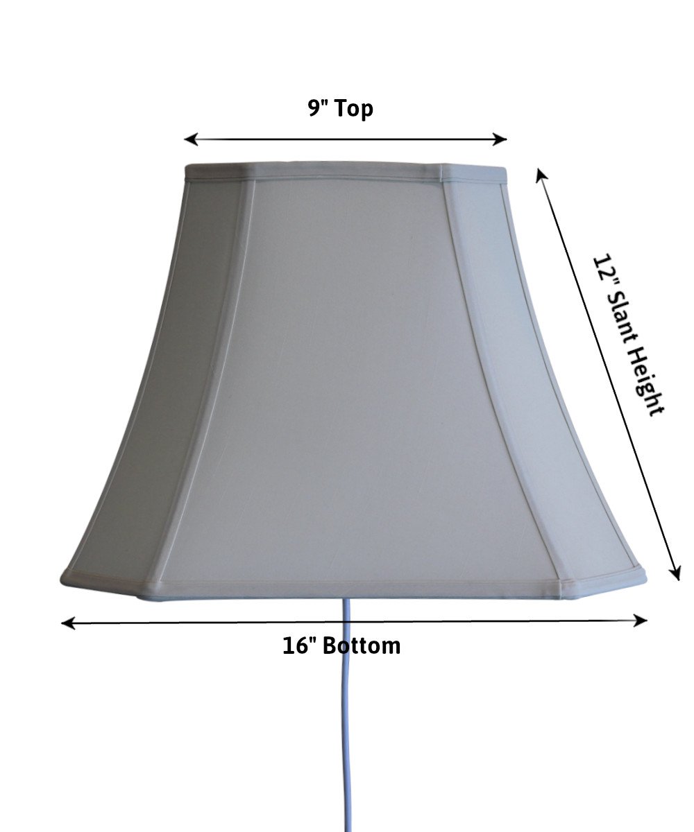 16-inch floating shade plug-in wall light in eggshell color, featuring a minimalist design with a lampshade that appears to float on the wall.