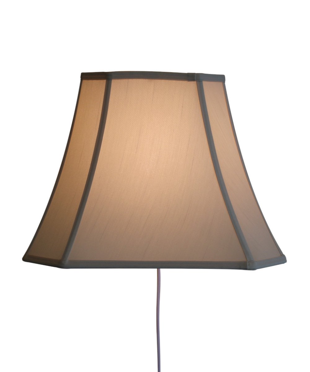 16-inch floating shade plug-in wall light in eggshell color, featuring a minimalist design with a lampshade that appears to float on the wall.