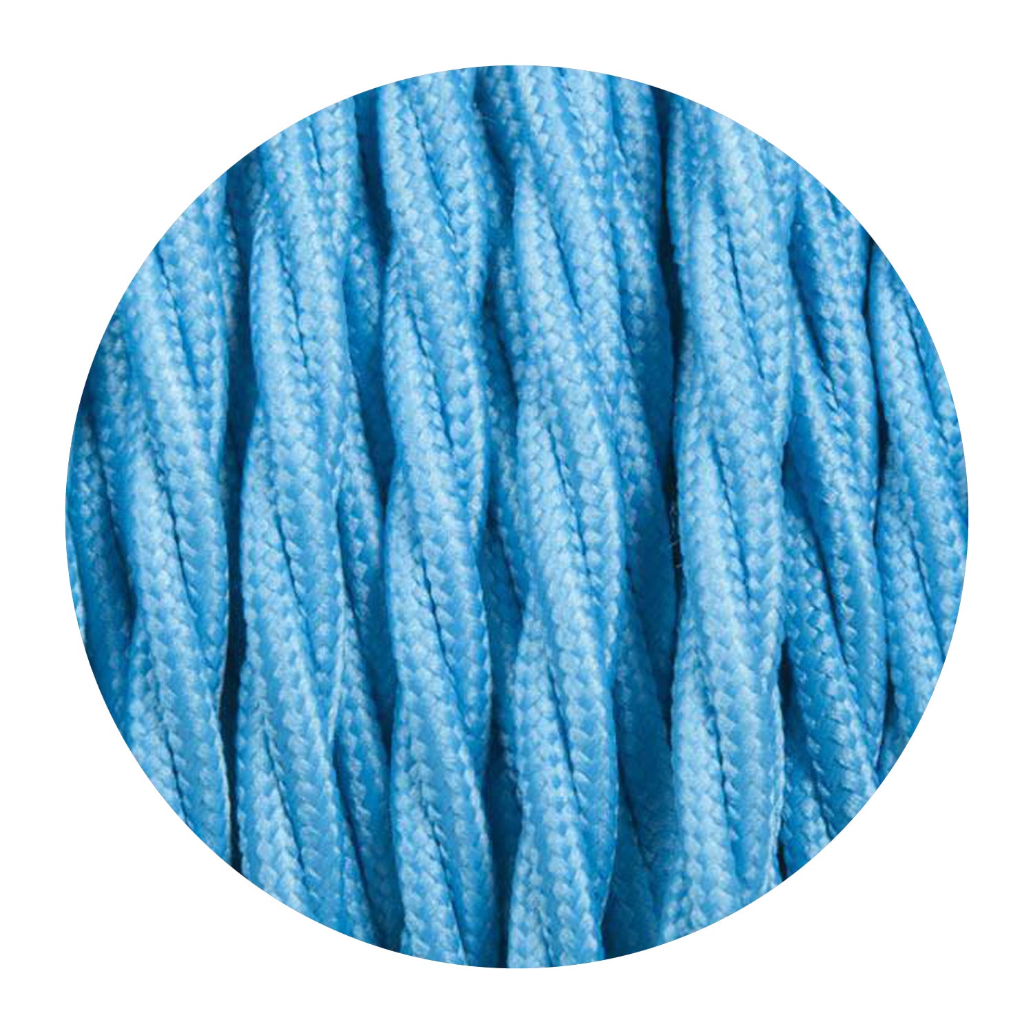 2-core twisted Italian braided fabric cable in various colors, showcasing its vintage style and durable woven finish.