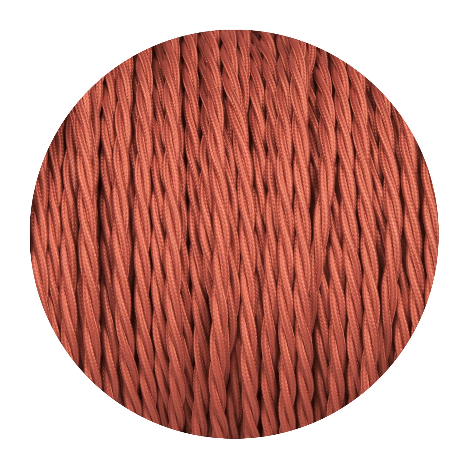 2-core twisted Italian braided fabric cable in various colors, showcasing its vintage style and durable woven finish.