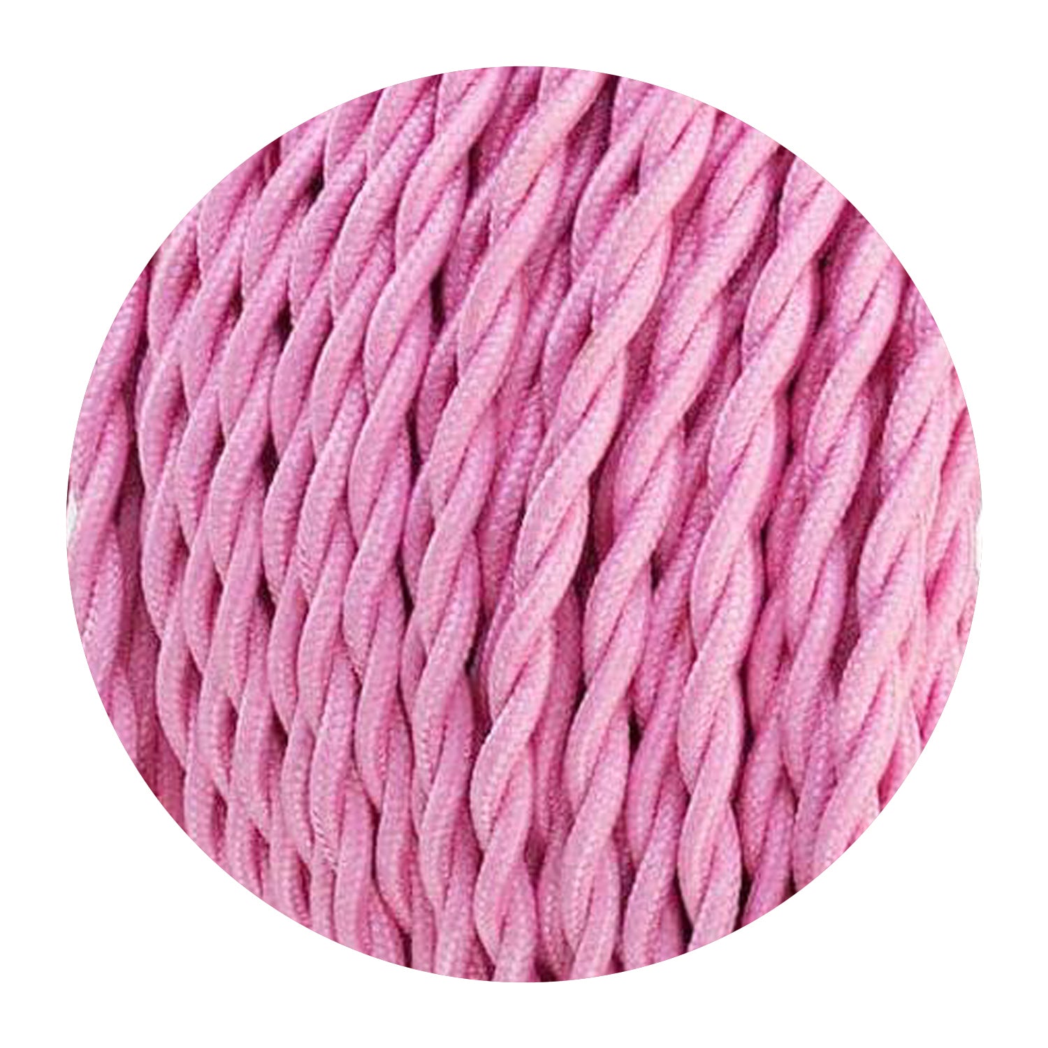 2-core twisted Italian braided fabric cable in various colors, showcasing its vintage style and durable woven finish.