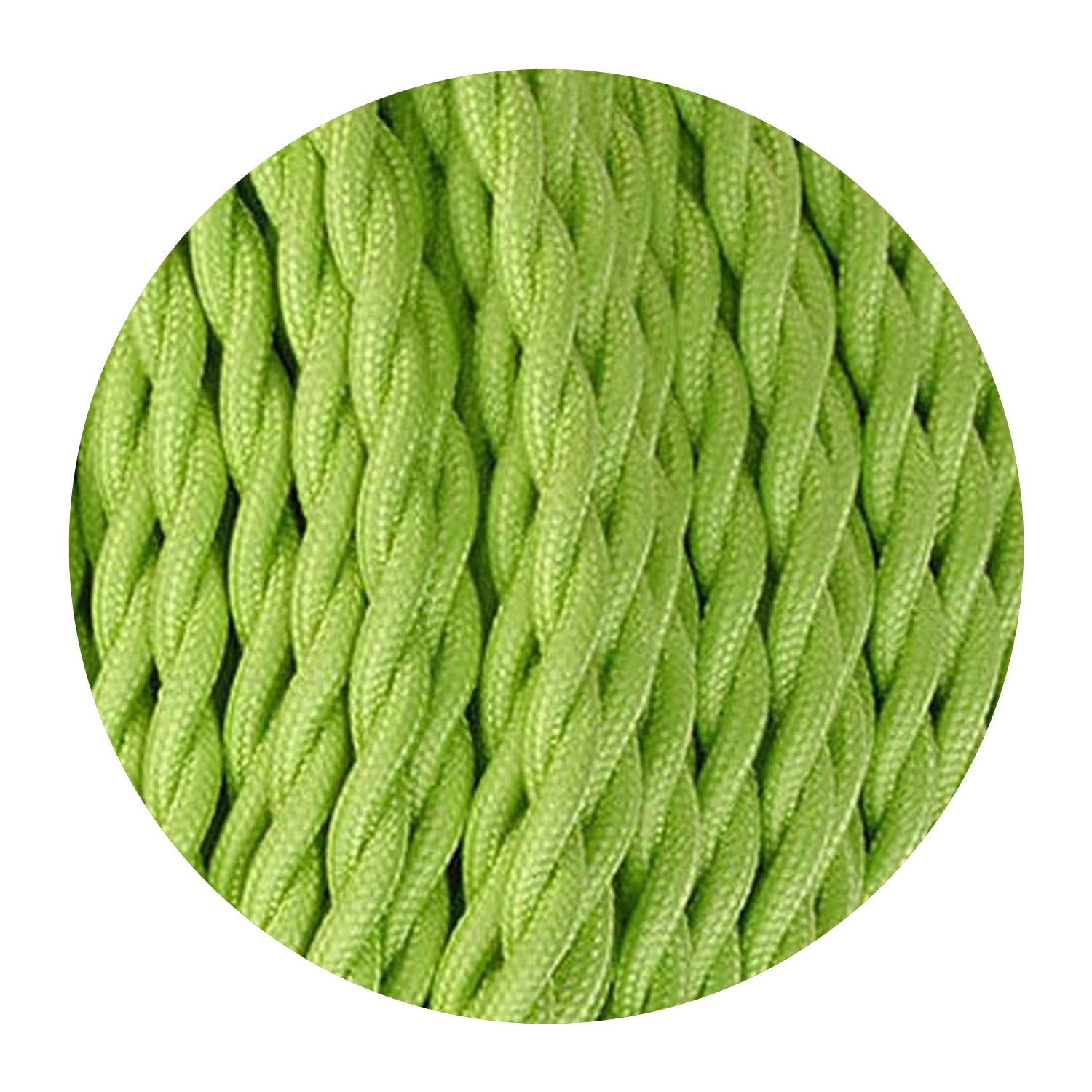 2-core twisted Italian braided fabric cable in various colors, showcasing its vintage style and durable woven finish.