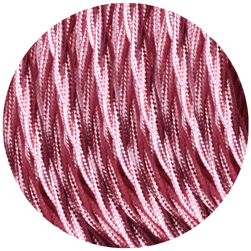 2-core twisted Italian braided fabric cable in various colors, showcasing its vintage style and durable woven finish.