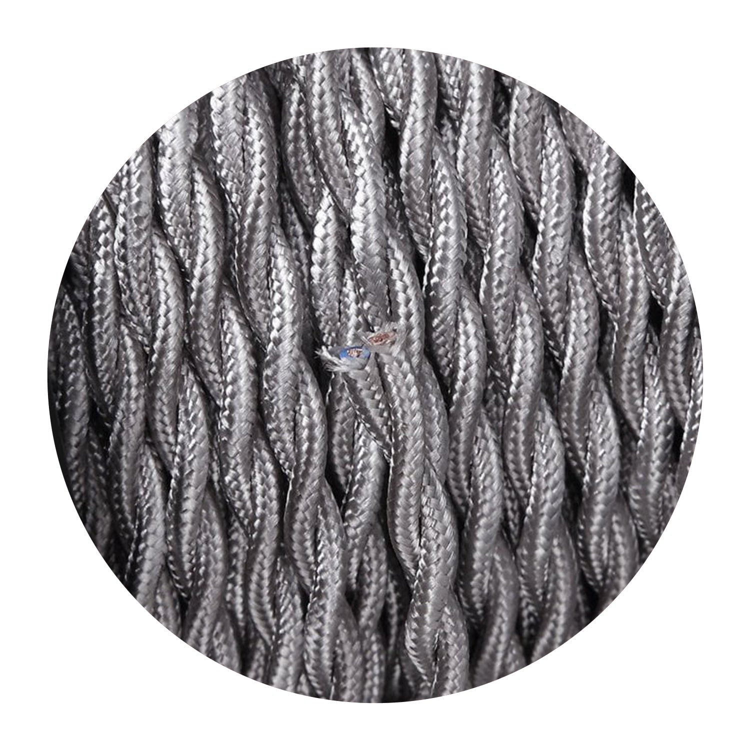 2-core twisted Italian braided fabric cable in various colors, showcasing its vintage style and durable woven finish.