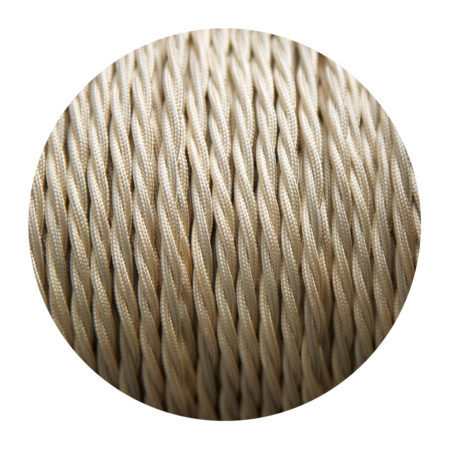 2-core twisted Italian braided fabric cable in various colors, showcasing its vintage style and durable woven finish.