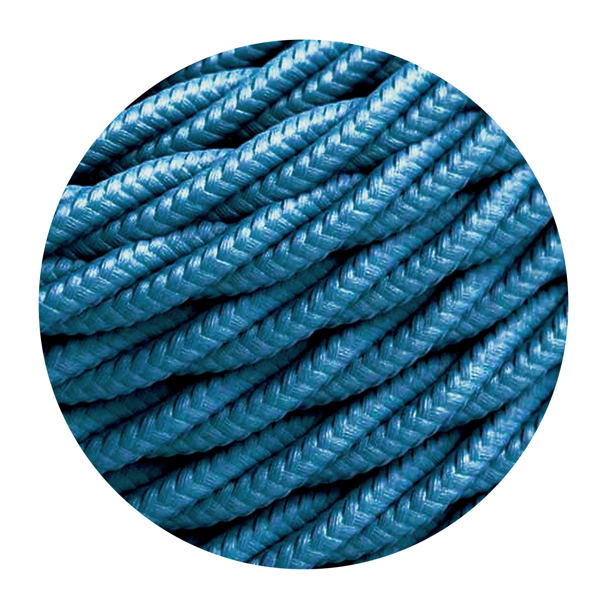 2-core twisted Italian braided fabric cable in various colors, showcasing its vintage style and durable woven finish.