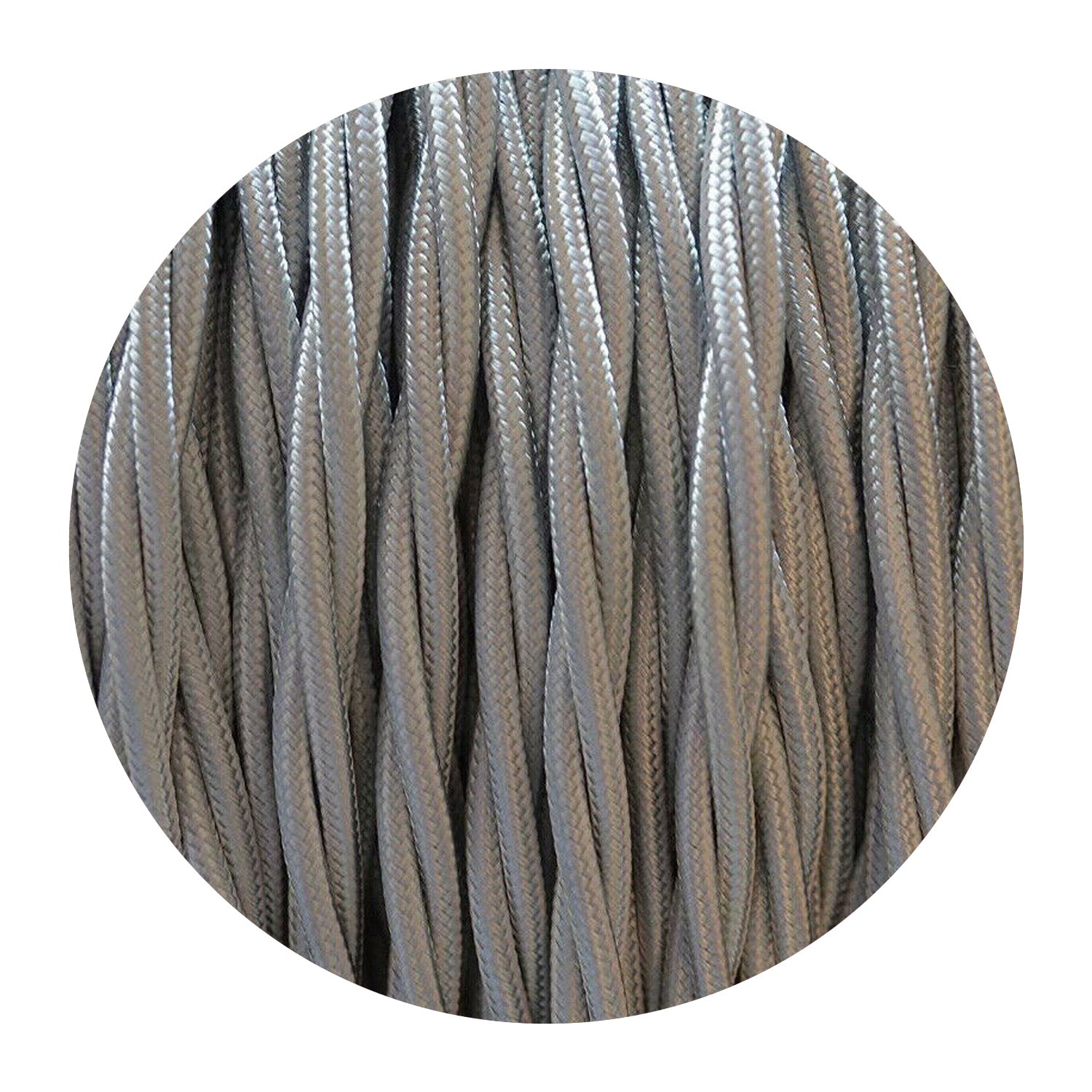 2-core twisted Italian braided fabric cable in various colors, showcasing its vintage style and durable woven finish.