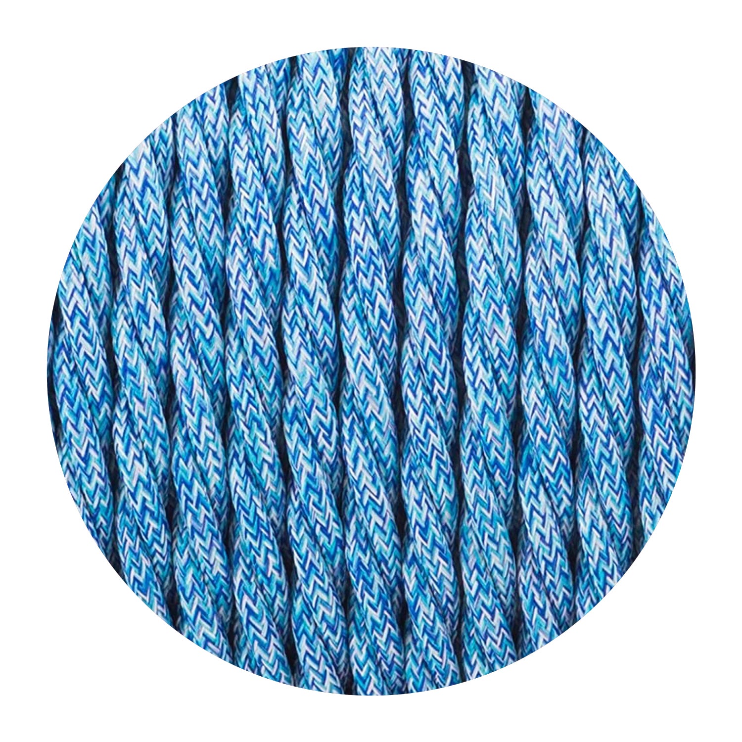 2-core twisted Italian braided fabric cable in various colors, showcasing its vintage style and durable woven finish.