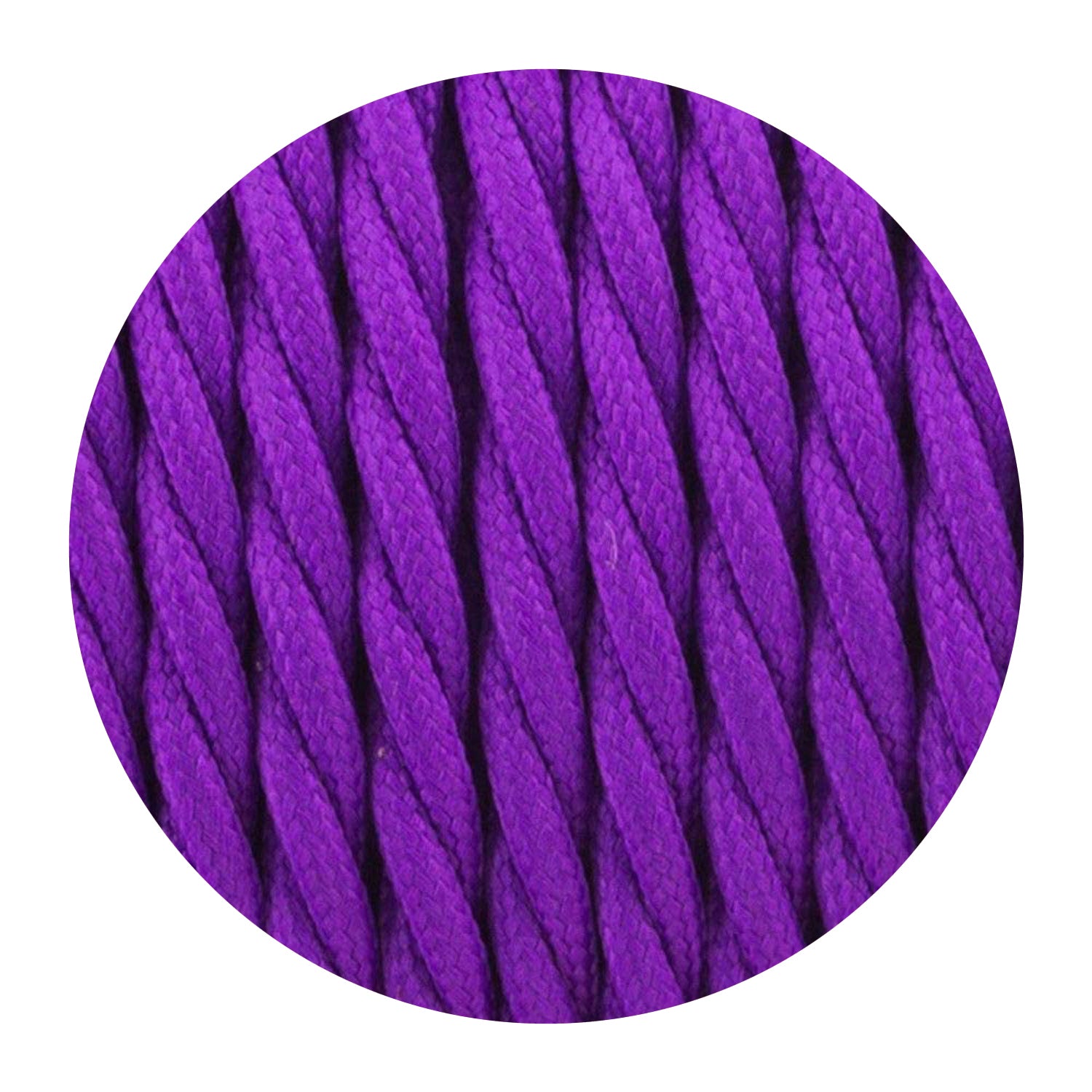 2-core twisted Italian braided fabric cable in various colors, showcasing its vintage style and durable woven finish.