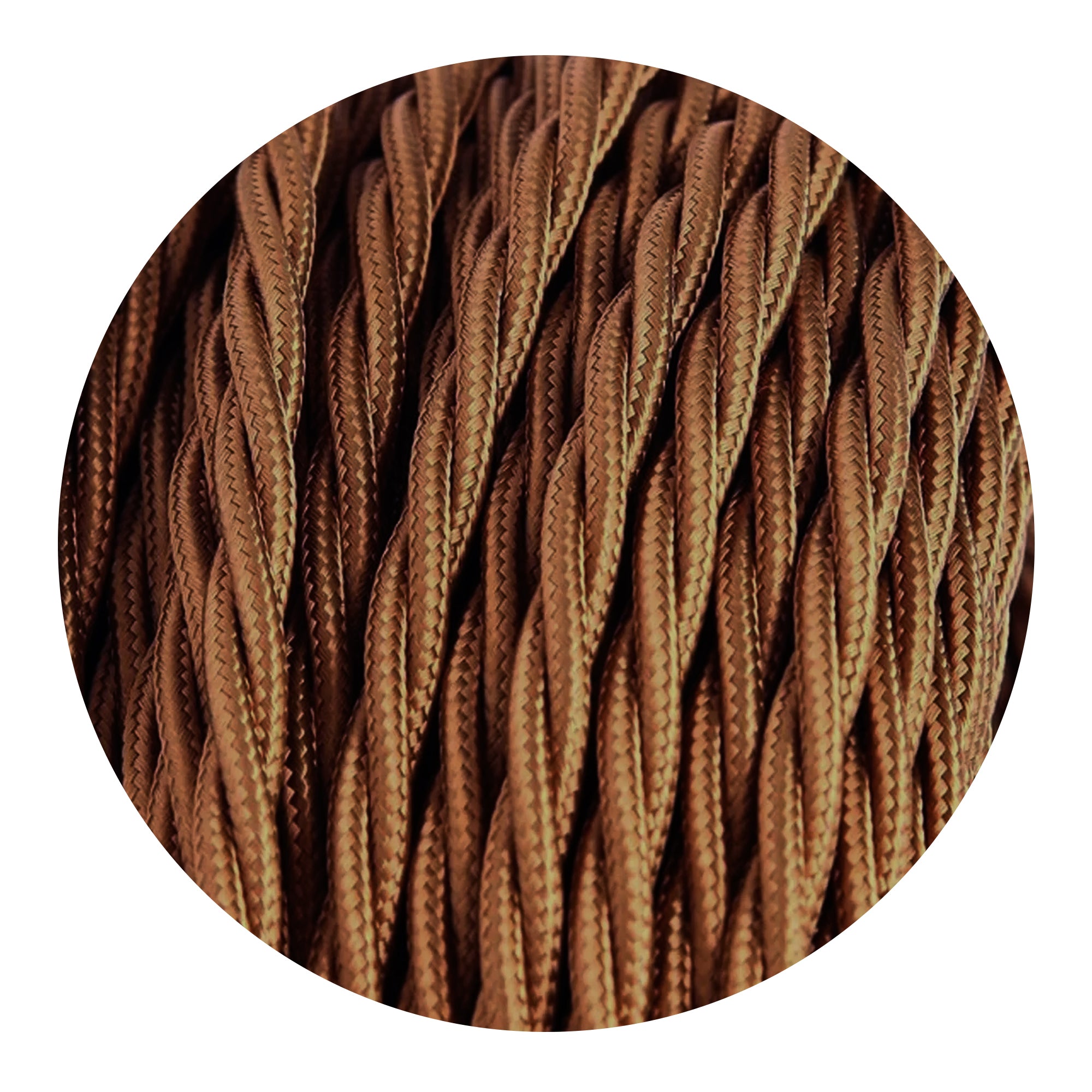 2-core twisted Italian braided fabric cable in various colors, showcasing its vintage style and durable woven finish.