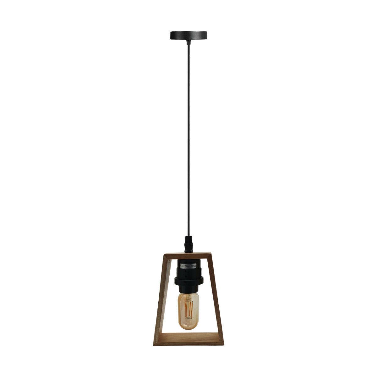 Two modern ceiling pendant lights with wood style fittings, showcasing a chic design suitable for various interior spaces.