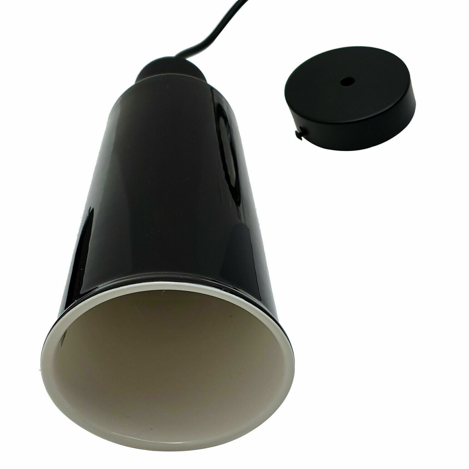 Two modern ceramic ceiling pendant lights with black finish and included bulbs, ideal for contemporary home decor.