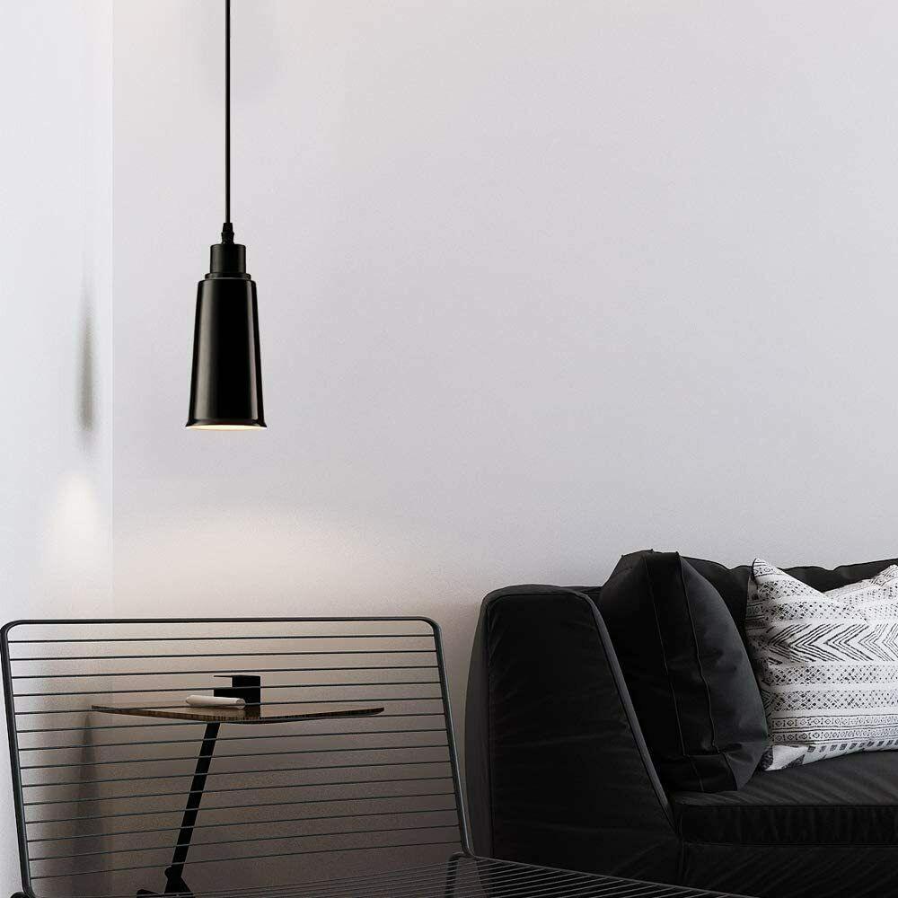 Two modern ceramic ceiling pendant lights with black finish and included bulbs, ideal for contemporary home decor.