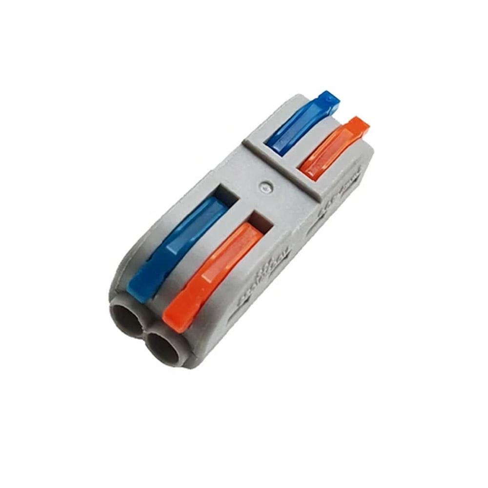 A set of colorful 2 Way Electrical Connectors Wire Block Clamp Clips, showcasing their durable nylon PA66 material and flame retardant features.