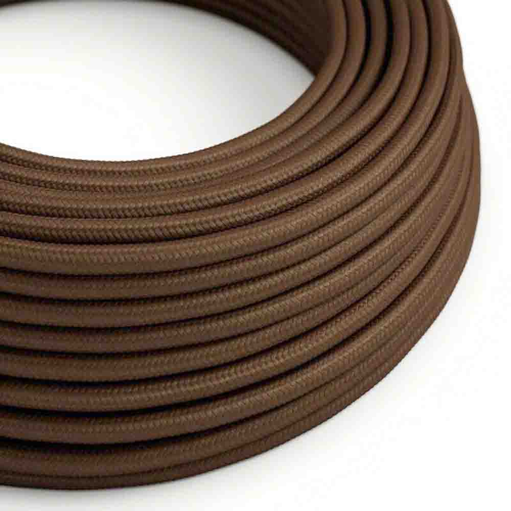 10m round flexible electrical cable with vintage fabric covering, ideal for rewiring lamps and chandeliers.