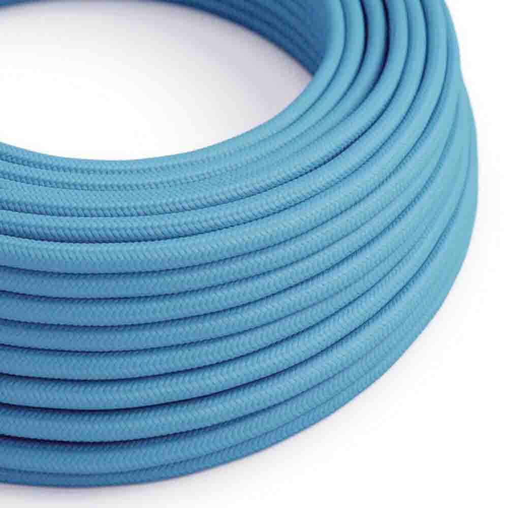 10m round flexible electrical cable with vintage fabric covering, ideal for rewiring lamps and chandeliers.