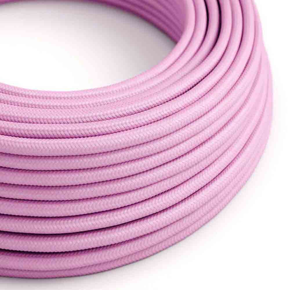 10m round flexible electrical cable with vintage fabric covering, ideal for rewiring lamps and chandeliers.