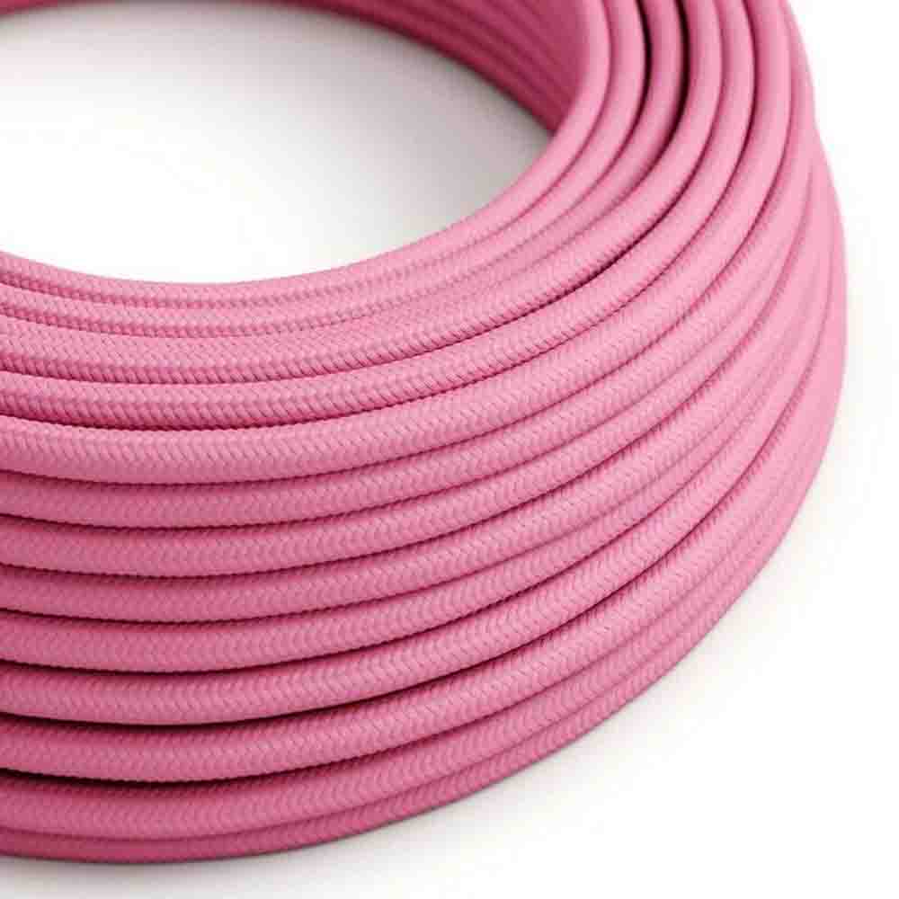 10m round flexible electrical cable with vintage fabric covering, ideal for rewiring lamps and chandeliers.