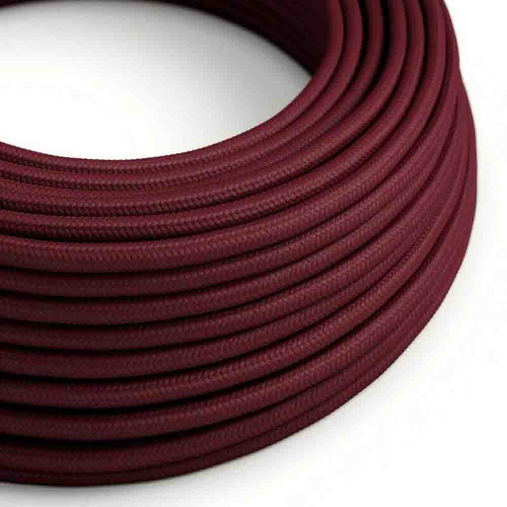 10m round flexible electrical cable with vintage fabric covering, ideal for rewiring lamps and chandeliers.