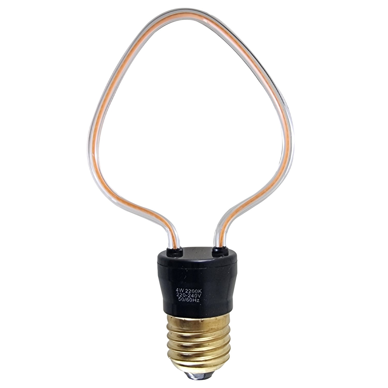 Three Retro LED 4W Soft Filament E27 bulbs with a warm yellow glow, showcasing their curvy filament design.