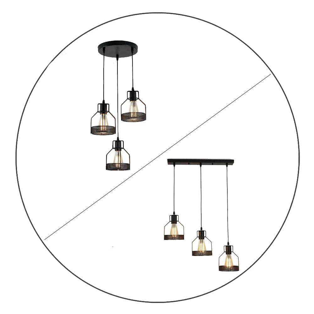 3 Way Cluster Pendant Ceiling Lights featuring three light holders and a stylish black design, perfect for home and commercial use.