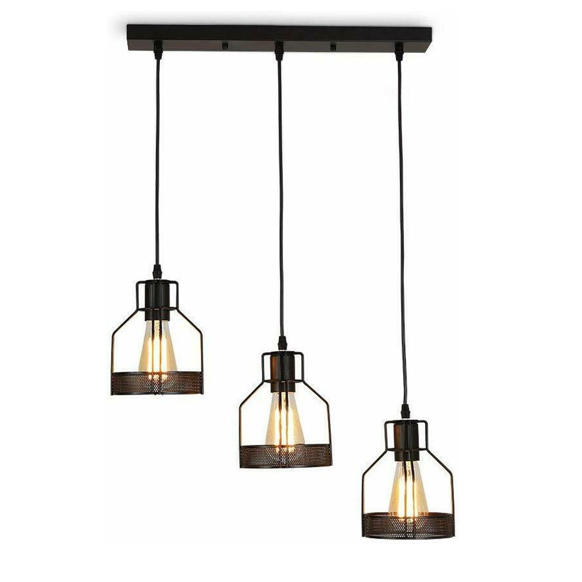 3 Way Cluster Pendant Ceiling Lights featuring three light holders and a stylish black design, perfect for home and commercial use.