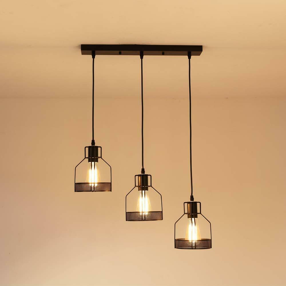 3 Way Cluster Pendant Ceiling Lights featuring three light holders and a stylish black design, perfect for home and commercial use.