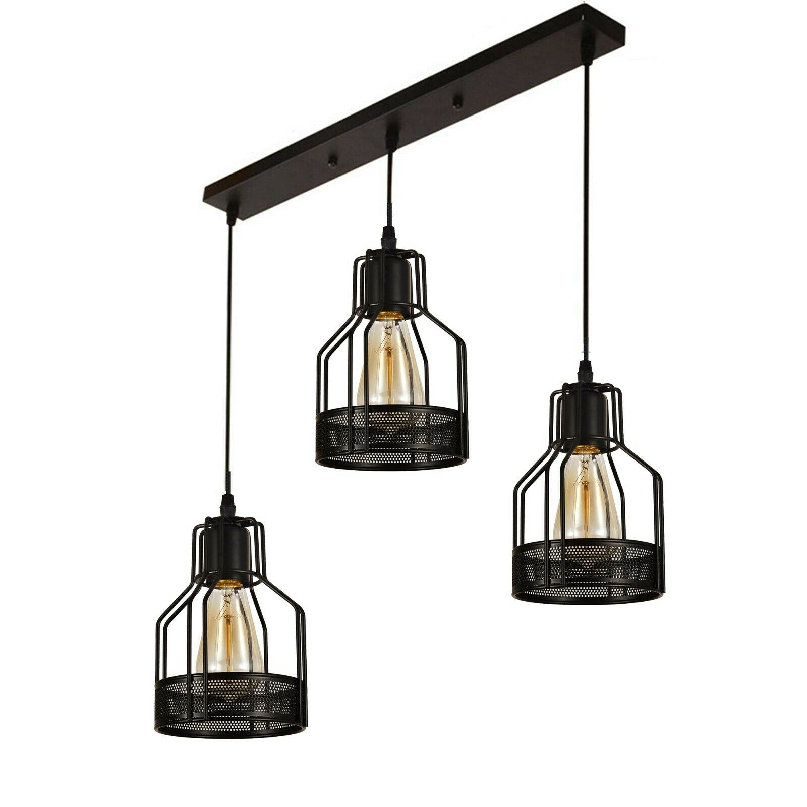 3 Way Cluster Pendant Ceiling Lights featuring three light holders and a stylish black design, perfect for home and commercial use.