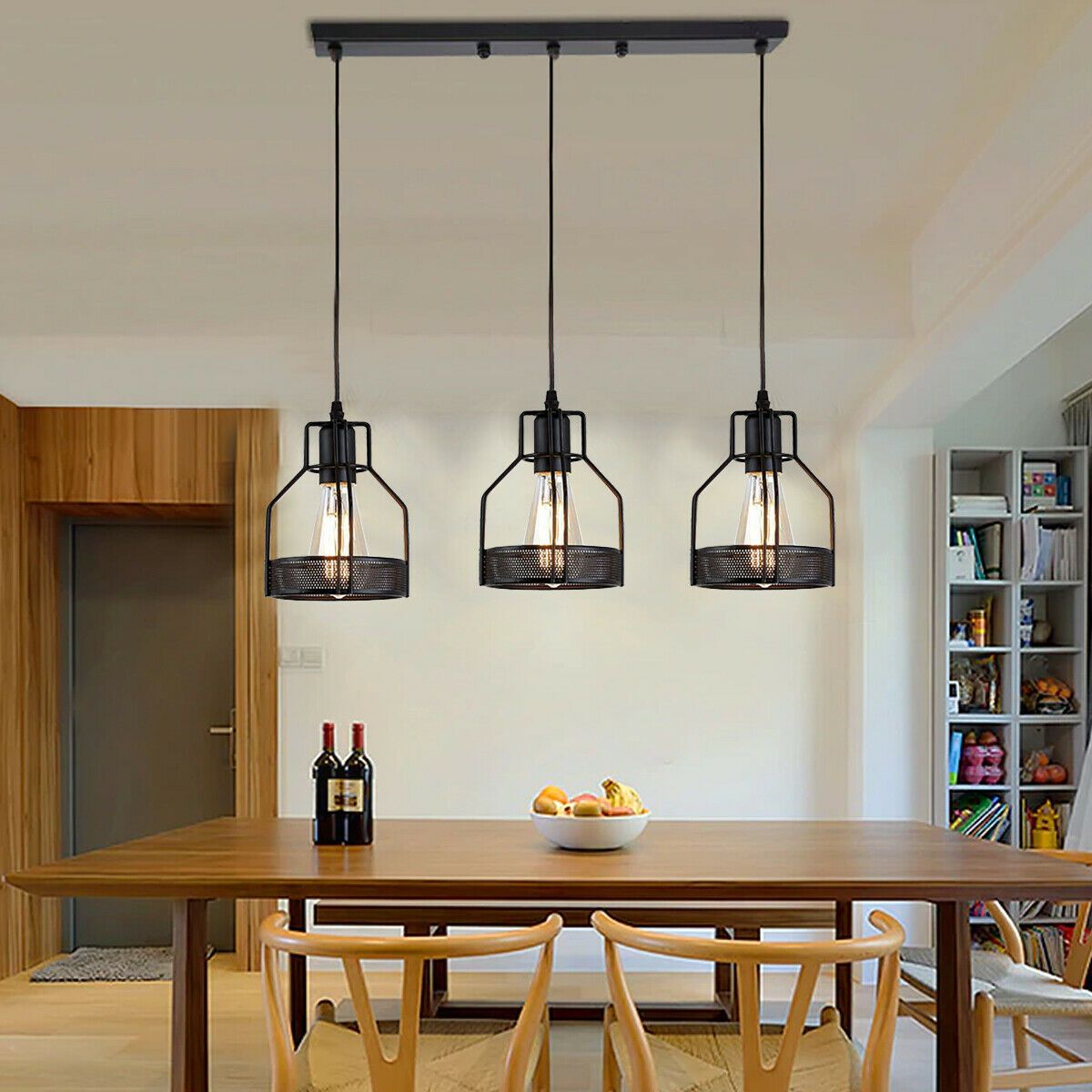 3 Way Cluster Pendant Ceiling Lights featuring three light holders and a stylish black design, perfect for home and commercial use.