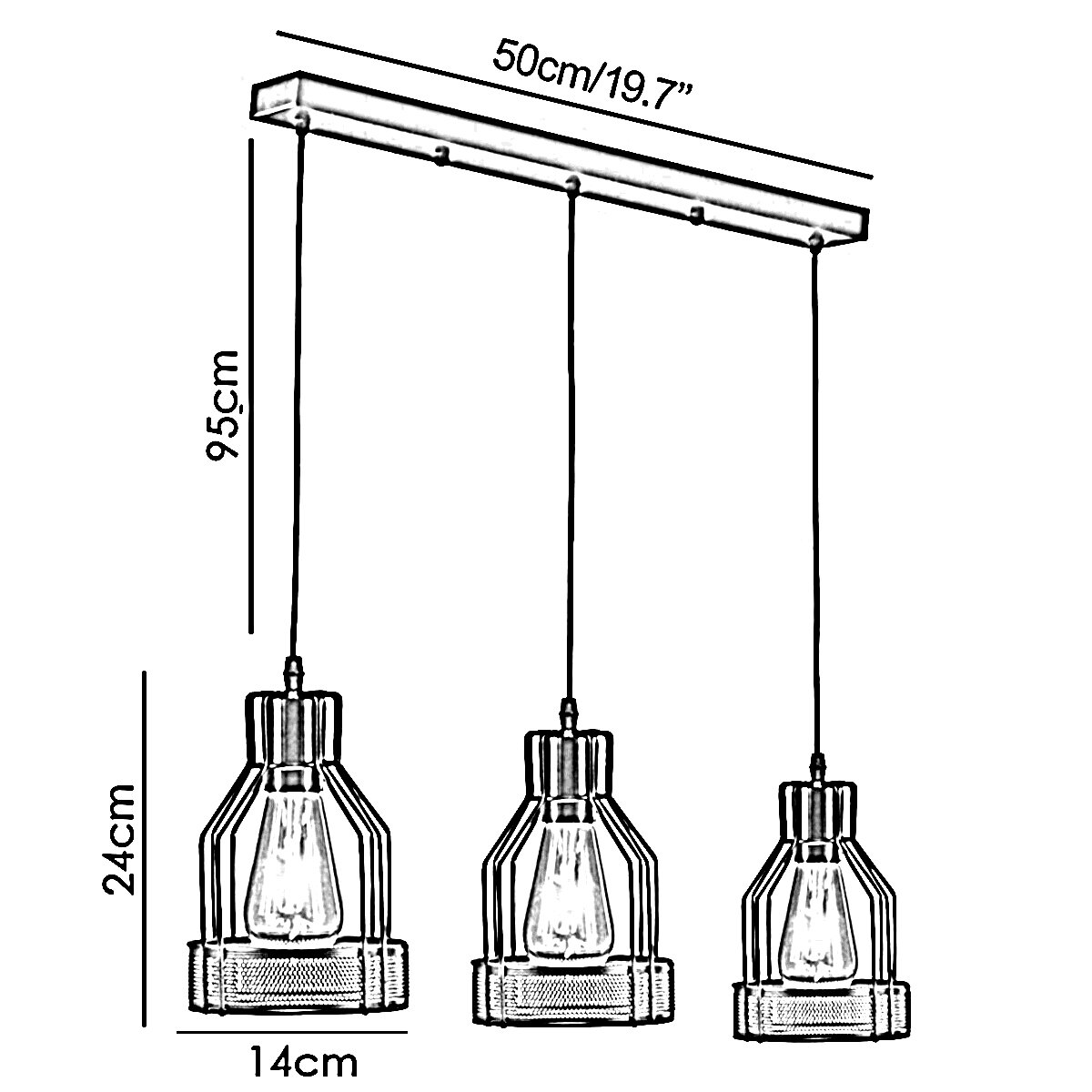 3 Way Cluster Pendant Ceiling Lights featuring three light holders and a stylish black design, perfect for home and commercial use.