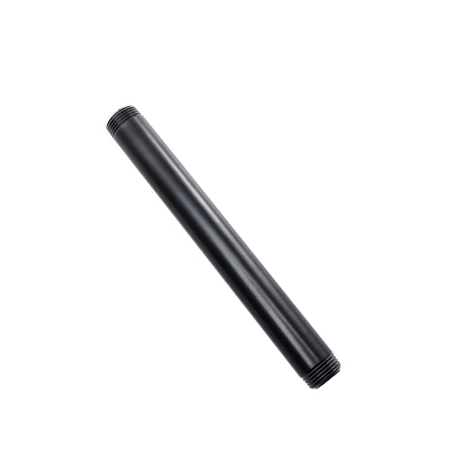 3/4 BSP malleable iron pipe with black painted finish, showcasing its industrial design and threaded alignment for DIY projects.