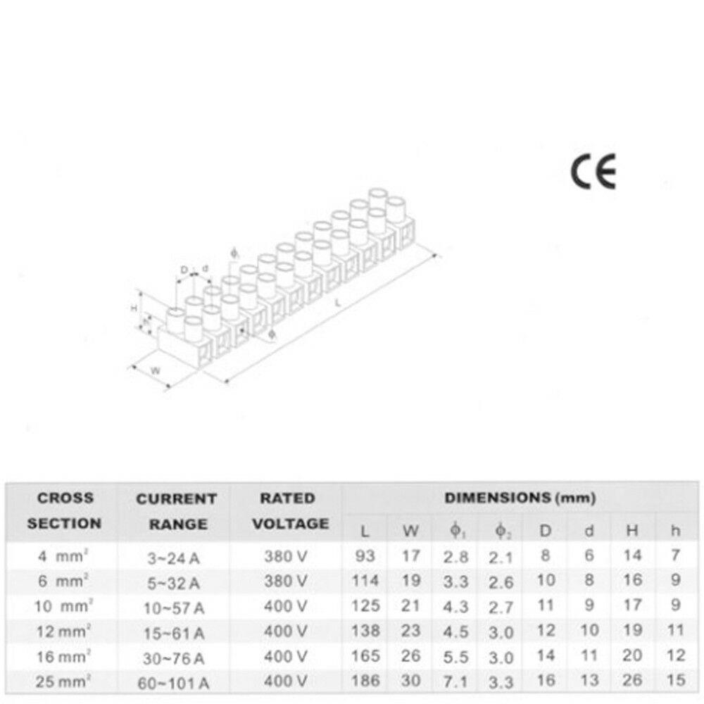 3A-60A Lighting Chock Block Connection featuring 12-way electric wire terminals made of brass and plastic, designed for efficient wiring solutions.