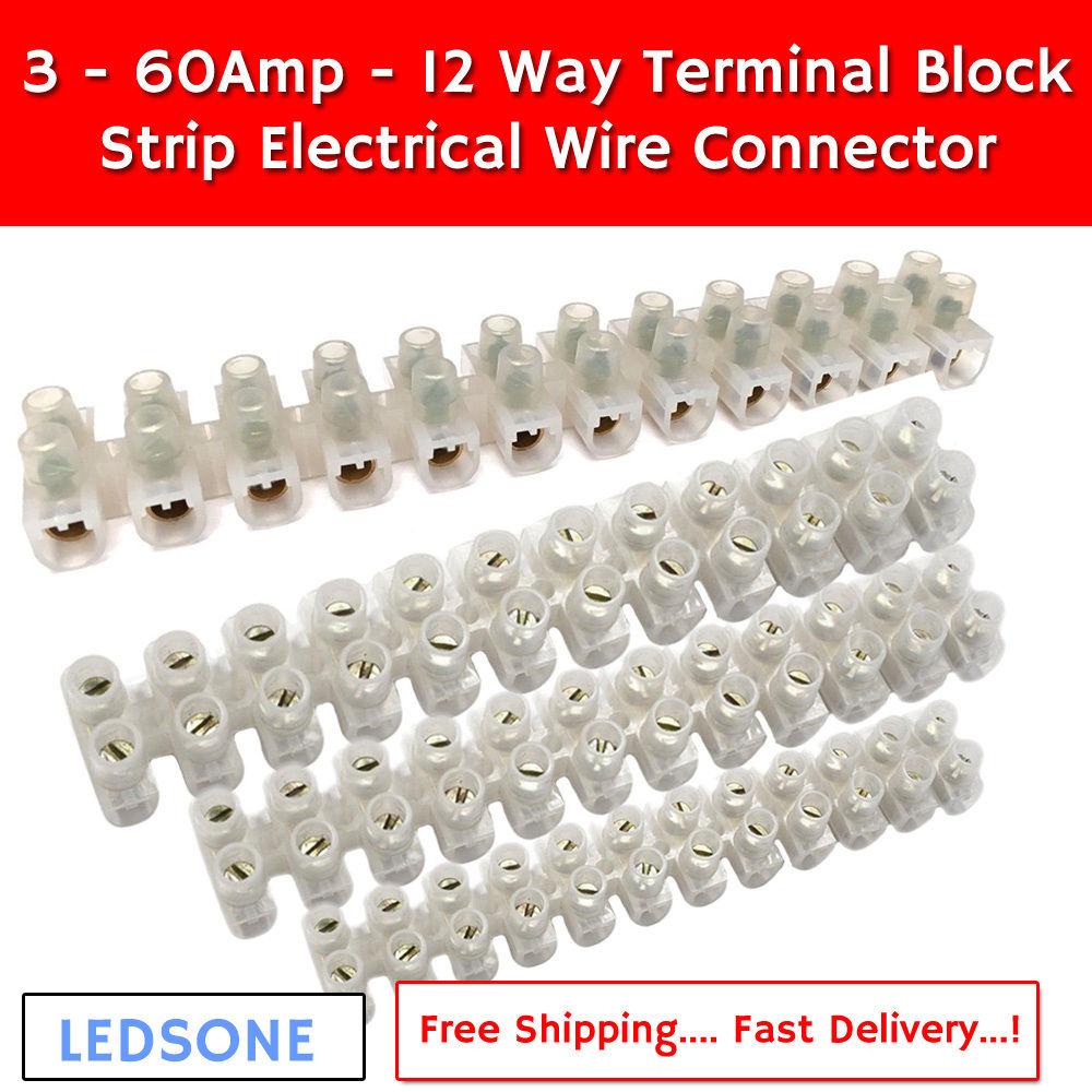 3A-60A Lighting Chock Block Connection featuring 12-way electric wire terminals made of brass and plastic, designed for efficient wiring solutions.