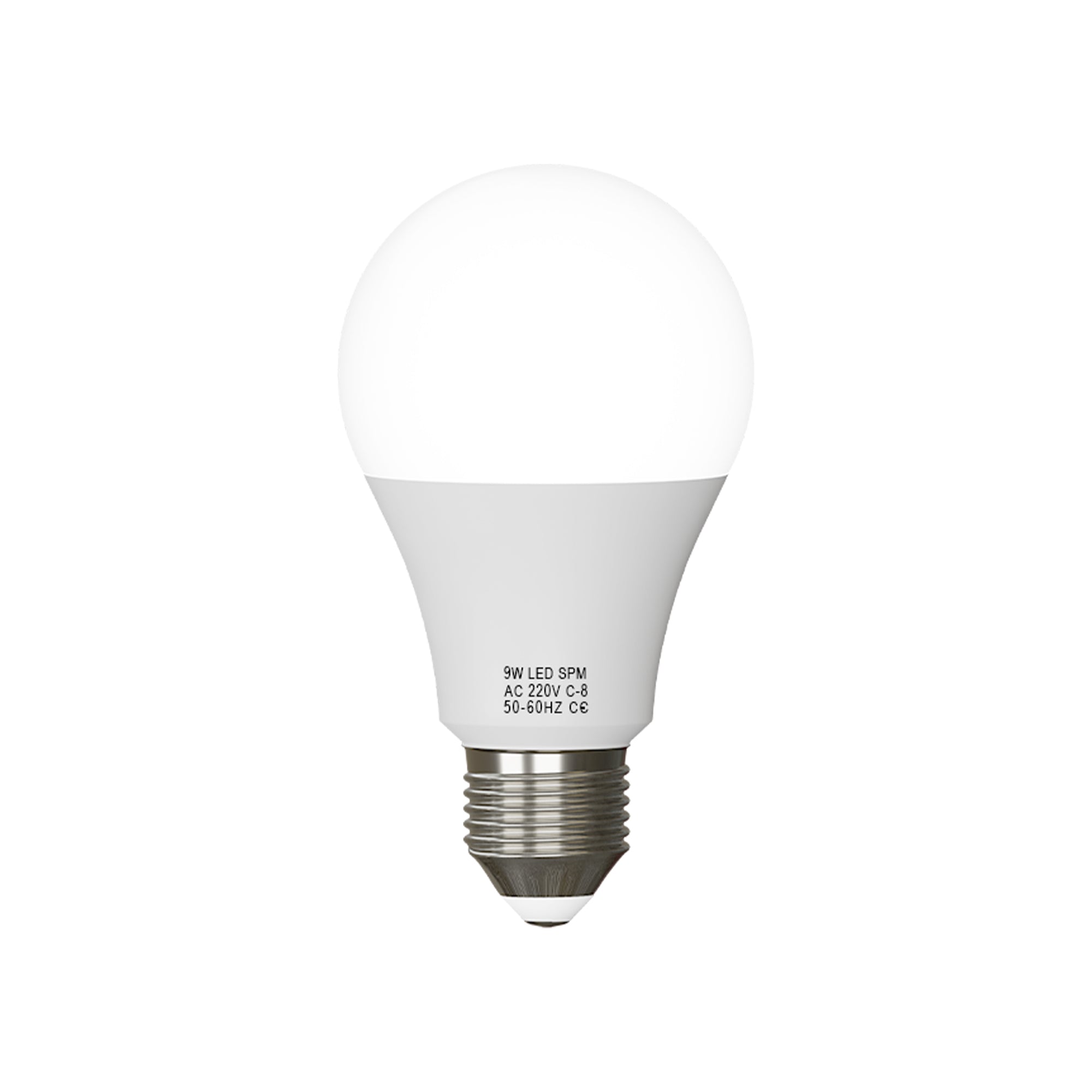 Three E27 LED bulbs in cool white light, showcasing their frosted design and energy-efficient features.