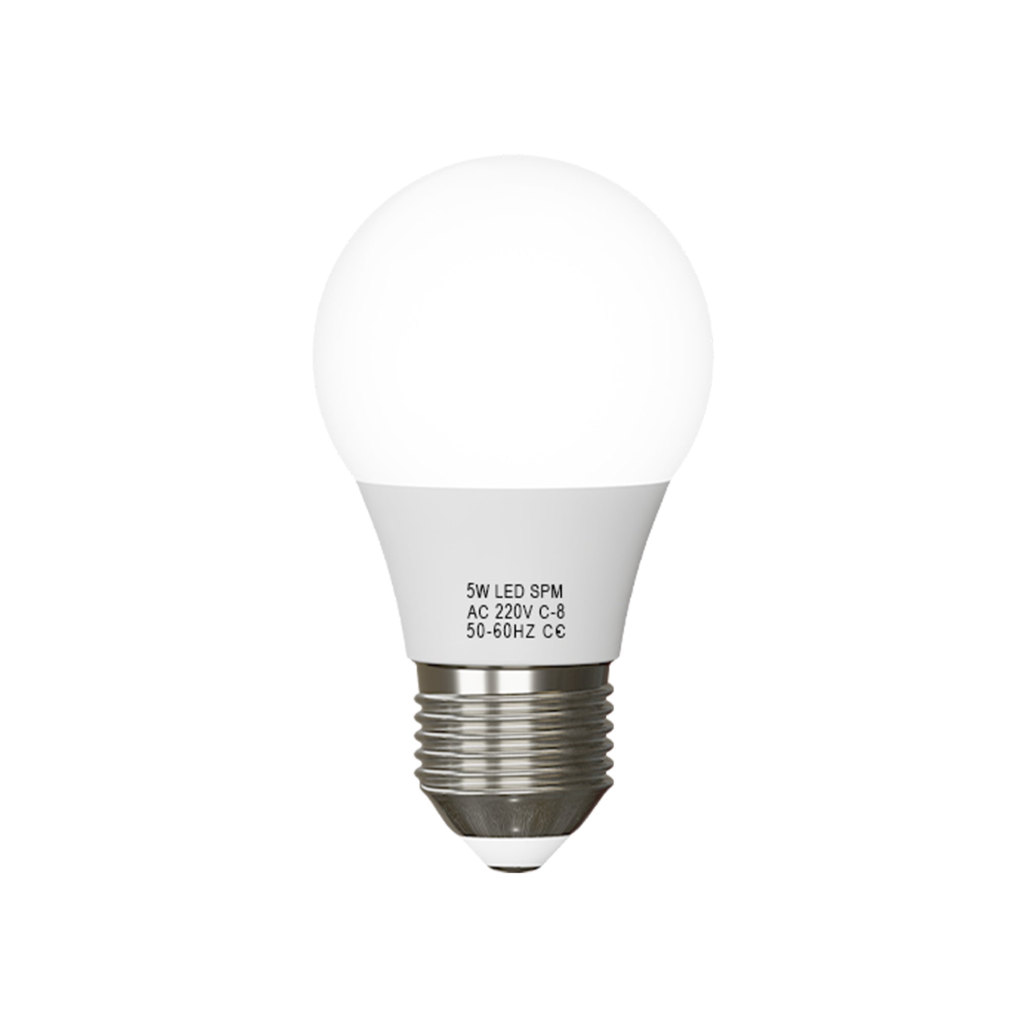 Three E27 LED bulbs in cool white light, showcasing their frosted design and energy-efficient features.