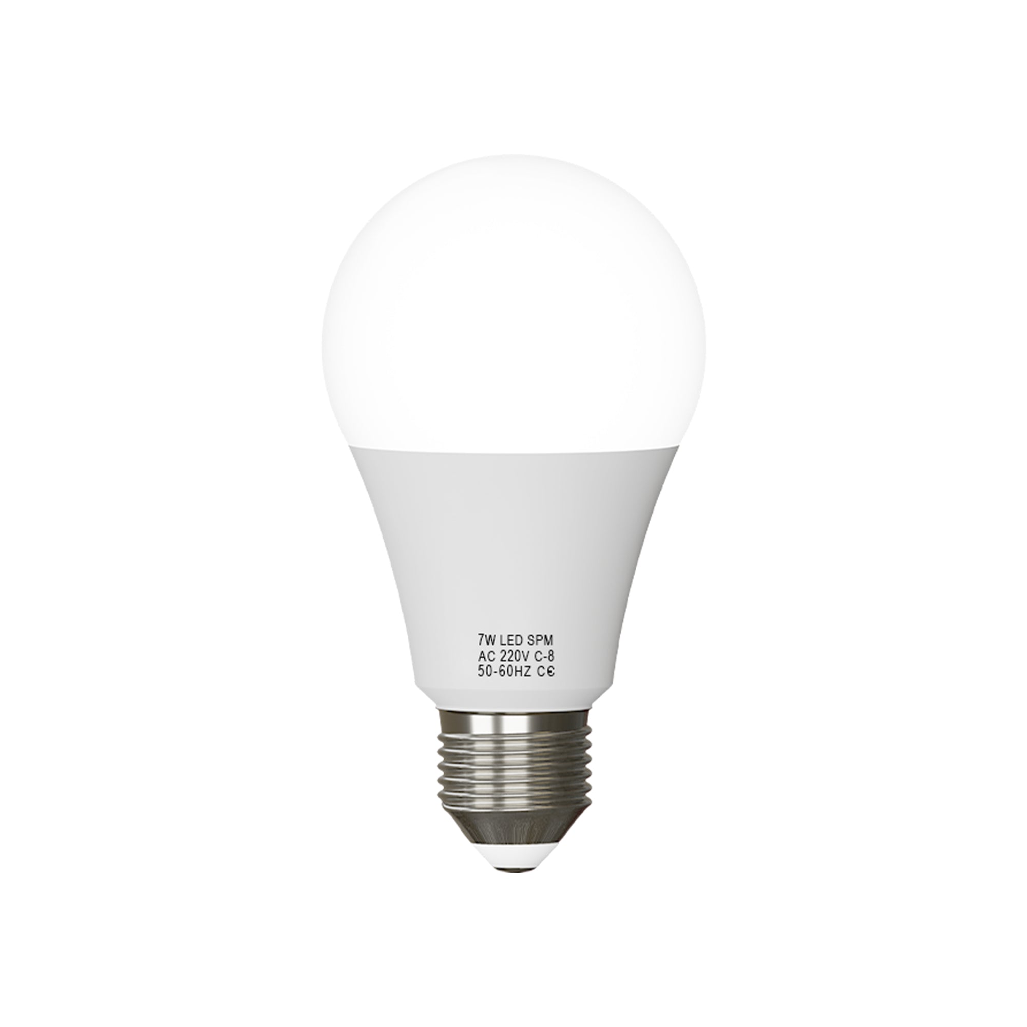 Three E27 LED bulbs in cool white light, showcasing their frosted design and energy-efficient features.